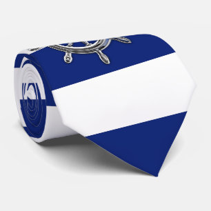 Chrome Wheel on Nautical navy blue Stripes Tie