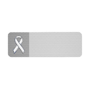 Chrome White Ribbon Awareness Carbon Fiber Print