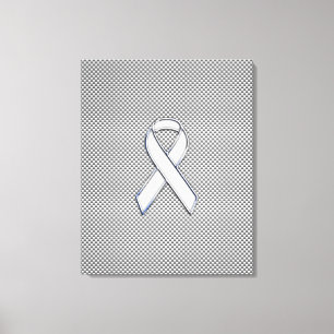 Chrome White Ribbon Awareness Carbon Fibre Print