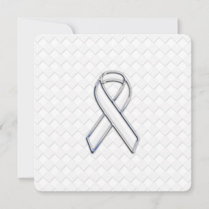 Chrome White Ribbon Awareness on Checkers Print
