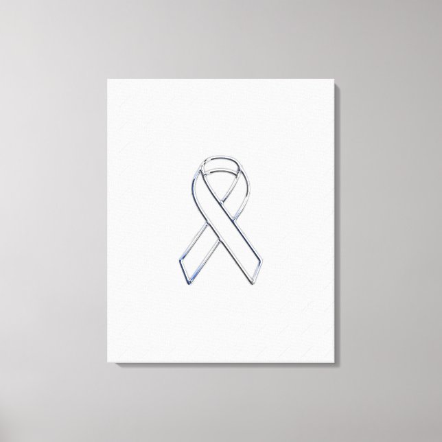Chrome White Ribbon Awareness on Checkers Print (Front)