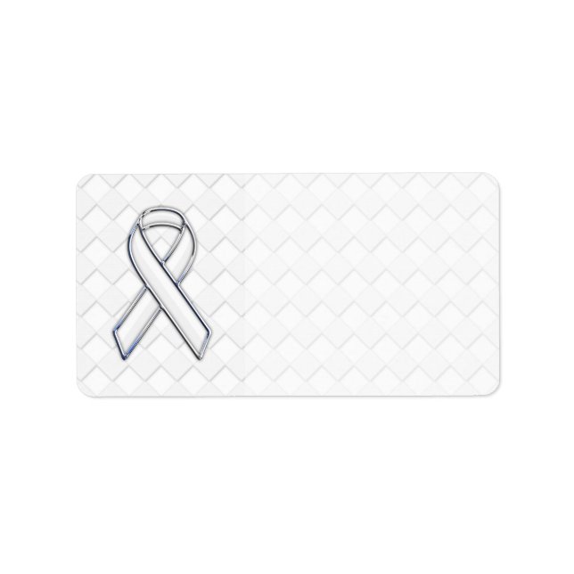 Chrome White Ribbon Awareness on Checkers Print Label (Front)