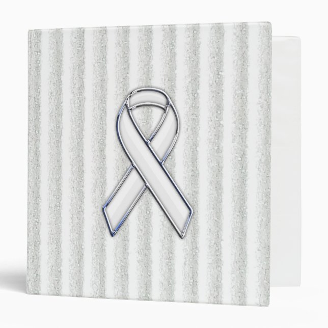 Chrome White Ribbon Awareness on Vertical Stripes Binder (Front/Inside)