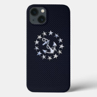 Chrome Yacht Flag on Carbon Fibre Print 