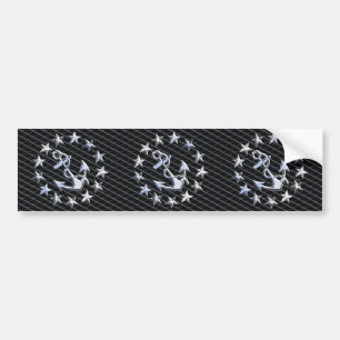 Chrome Yacht Naval Flag on Automotive Grille Print Bumper Sticker
