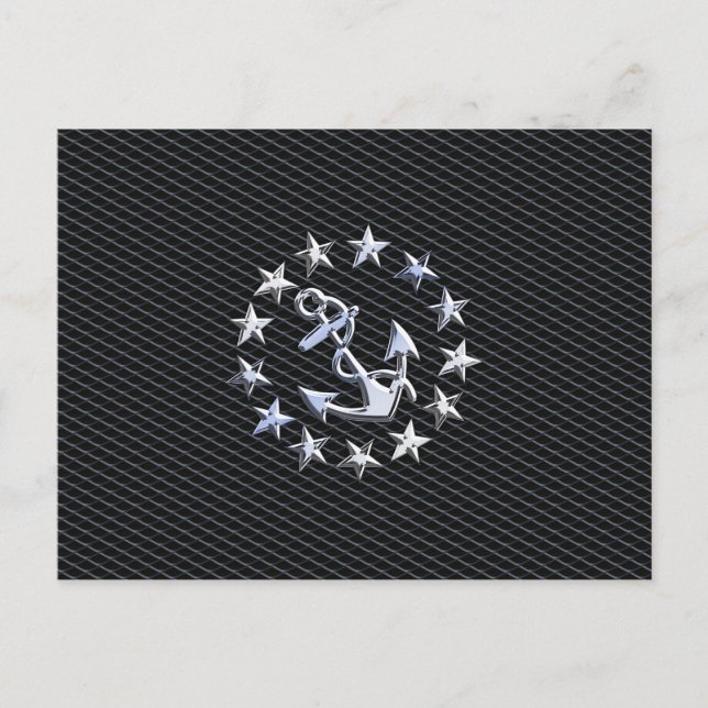 Chrome Yacht Naval Flag on Automotive Grille Print Postcard (Front)