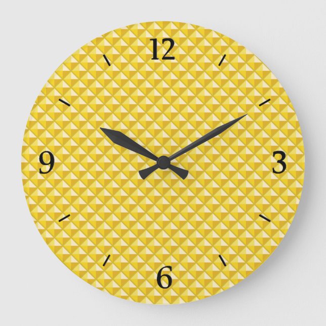Chrome yellow, enamel look, studded grid large clock (Front)