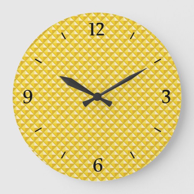 Chrome yellow, enamel look, studded grid large clock (Front)