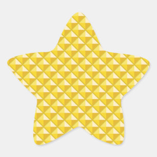 Chrome yellow, enamel look, studded grid star sticker
