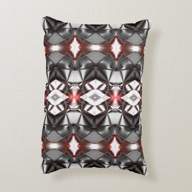 Chromed black grey to ruby rapport, virtual shapes accent pillow (Back(Vertical))