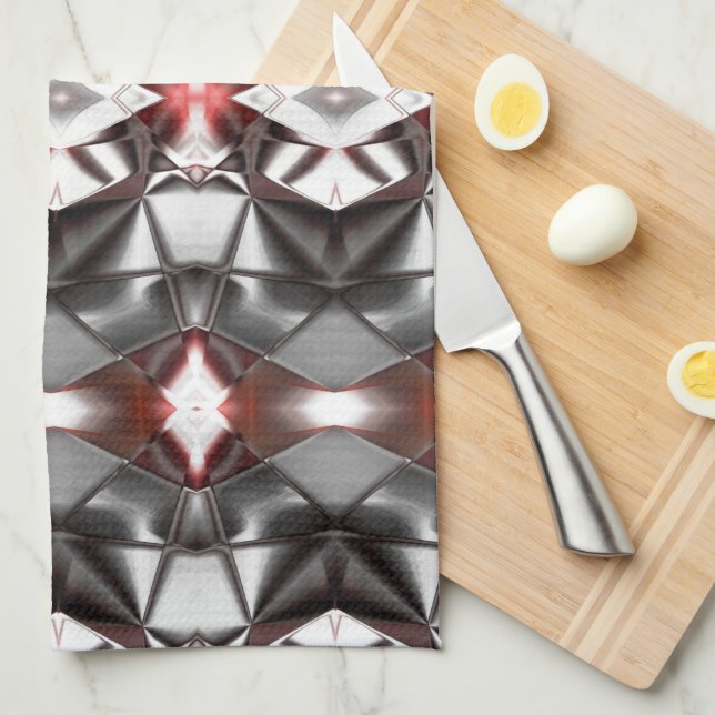 Chromed black grey to ruby rapport, virtual shapes kitchen towel (Quarter Fold)