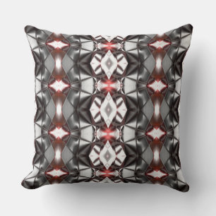 Chromed black grey to ruby rapport, virtual shapes throw pillow