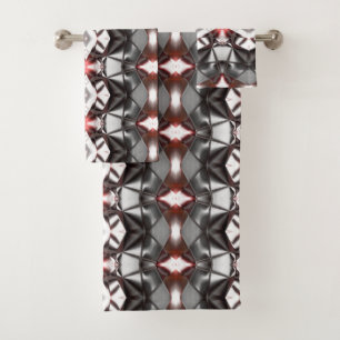 Chromed black to 'ruby' rapport, virtual shapes bath towel set