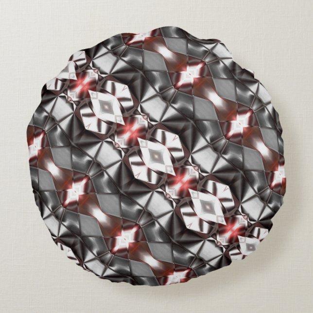 Chromed black to 'ruby' rapport, virtual shapes round pillow (Back)