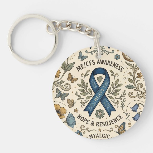 Chronic Fatigue ME/CFS Warrior Keychain (Front)