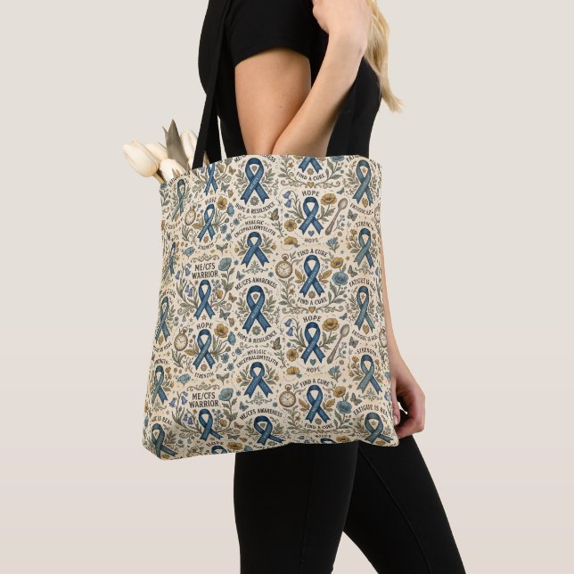 Chronic Fatigue ME/CFS Warrior Tote Bag (Close Up)