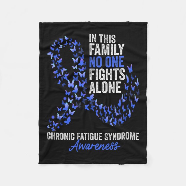 Chronic Fatigue Syndrome Awareness Month Blue Ribb Fleece Blanket (Front)