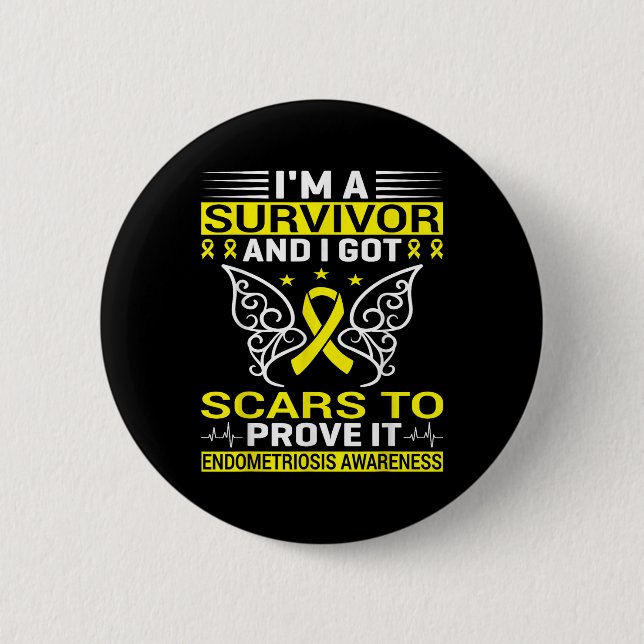 Chronic Illness Endo Warrior Endometriosis Awarene 2 Inch Round Button (Front)