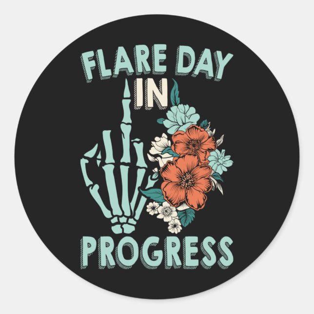 Chronic Illness Flare Day In Progress Spoonie Awar Classic Round Sticker (Front)
