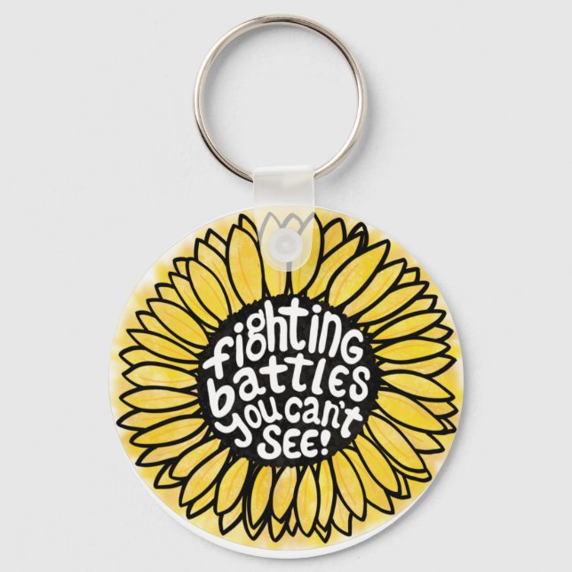 Chronic Illness Warrior - Sunflower Keychain (Front)