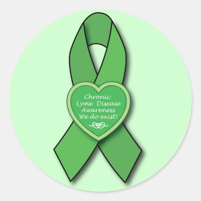 Chronic Lyme Disease Awareness Ribbon Classic Round Sticker (Front)