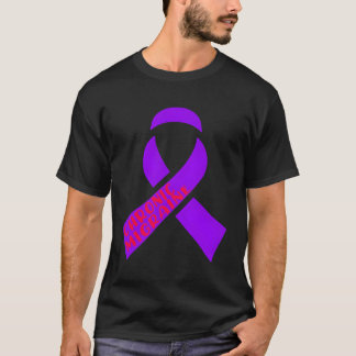 Chronic Migraine Fighter Purple Ribbon Headache Wa T-Shirt