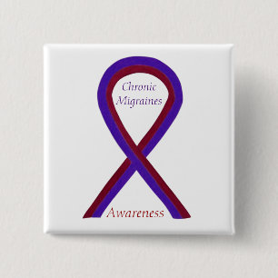 Chronic Migraines Awareness Ribbon Custom Buttons