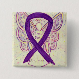Chronic Pain Awareness Angel Ribbon Art Pin