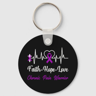 Chronic Pain Awareness Heartbeat Christian Cross P Keychain
