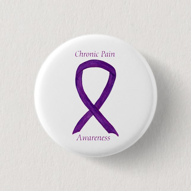 Chronic Pain Awareness Ribbon Custom Art Pin (Front)