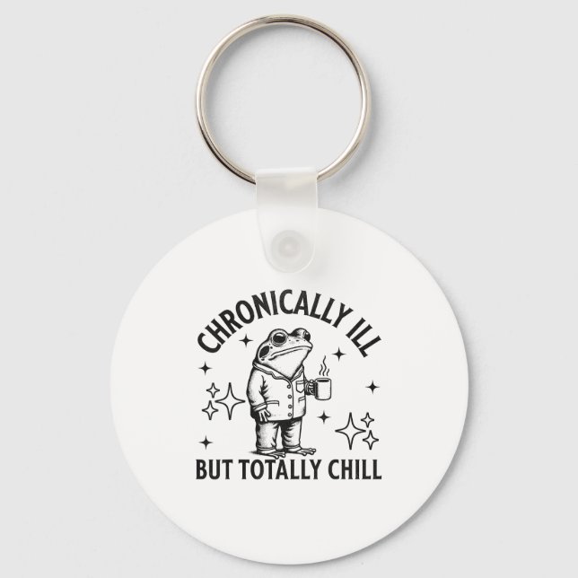 Chronically Ill Funny Frog Chronic Pain &amp; Illn Keychain (Front)