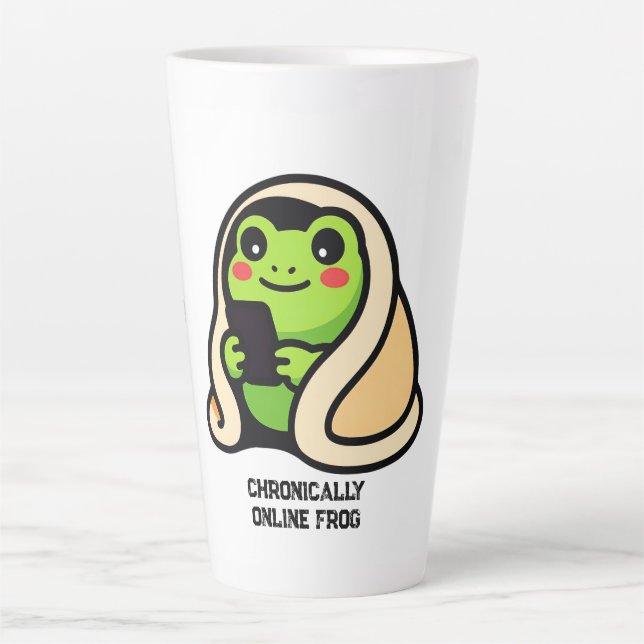 chronically online Frog Funny Meme Latte Mug (Front)