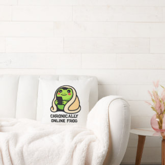 chronically online Frog Funny Meme Throw Pillow