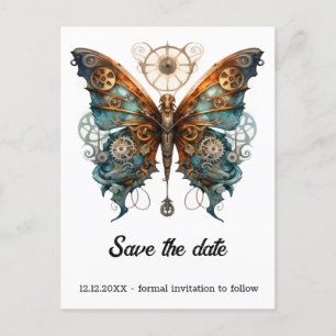 Chronoflutter Admiral Butterfly Steampunk Wedding  Announcement Postcard