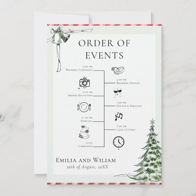 Chronologie du Mariage de Noël Ordre du jour Carte (Devant)