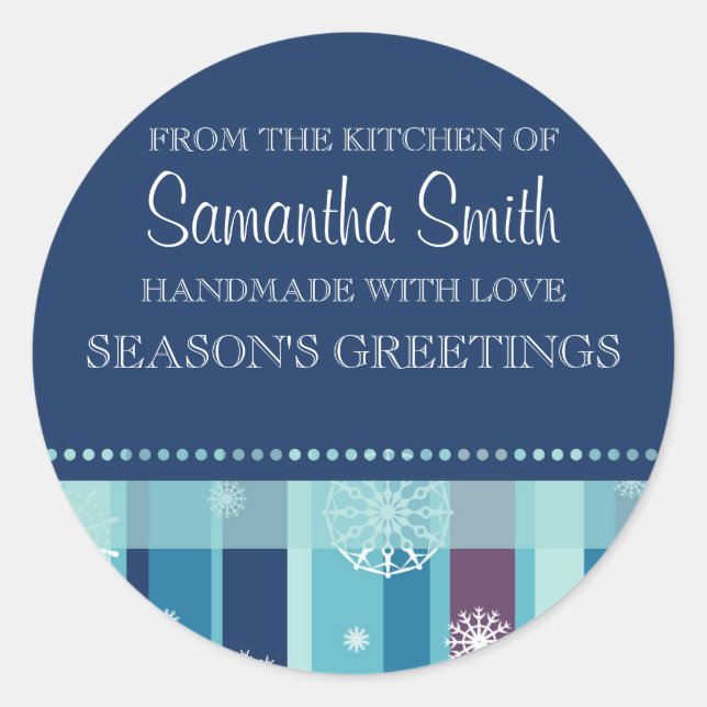 Chrsitmas From the Kitchen of Sticker Blue Stripes (Front)