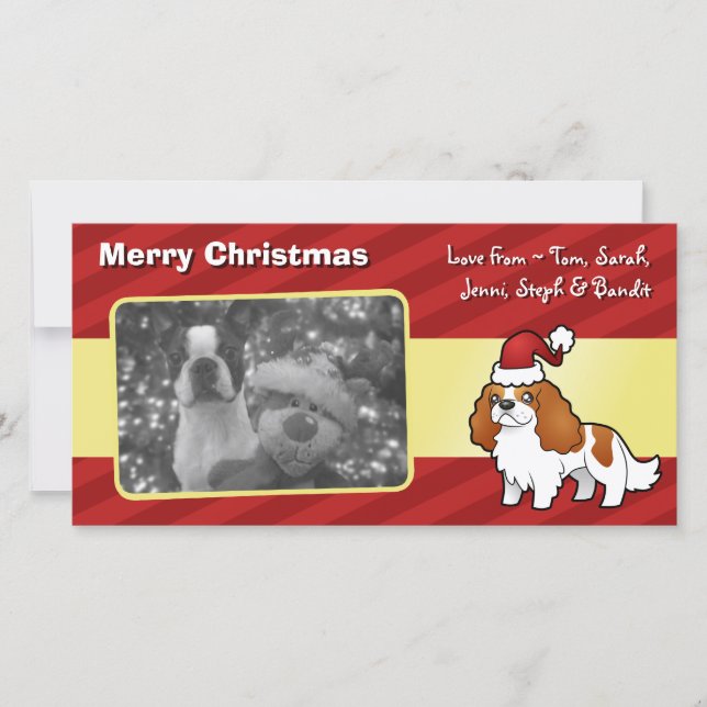Chrstmas Cavalier King Charles Spaniel Holiday Card (Front)