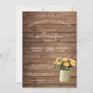Chrysantememum Floral Thanksgiving Dinner Invitation