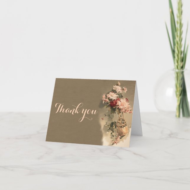 Chrysanthèmes dans une bouteille Carte de remercie (Devant)