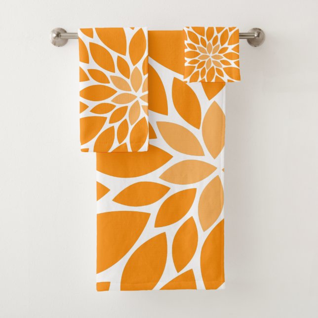 Chrysanthèmes orange et gris Motif floral (En situation)