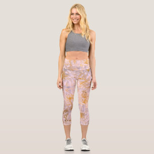 chrysanthemum bloom capri leggings