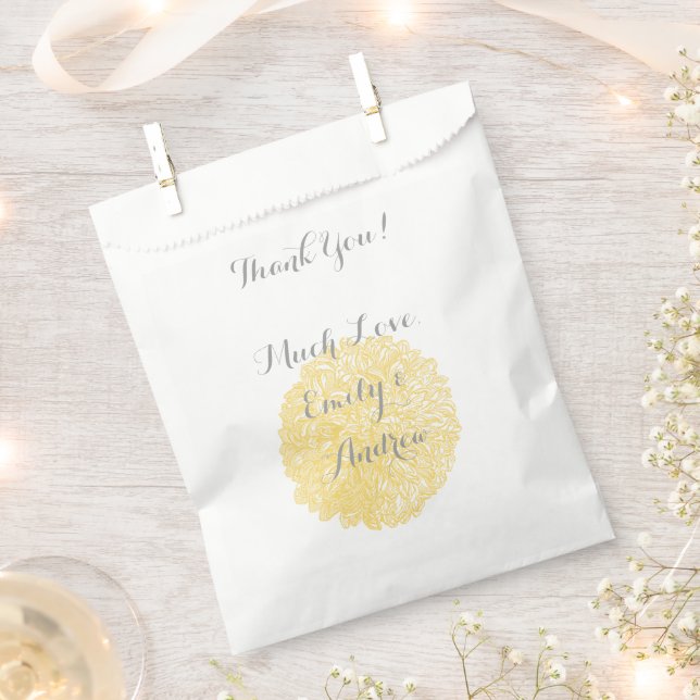 Chrysanthemum Bloom Sunny Elegance Yellow Wedding Favour Bag (Clipped)