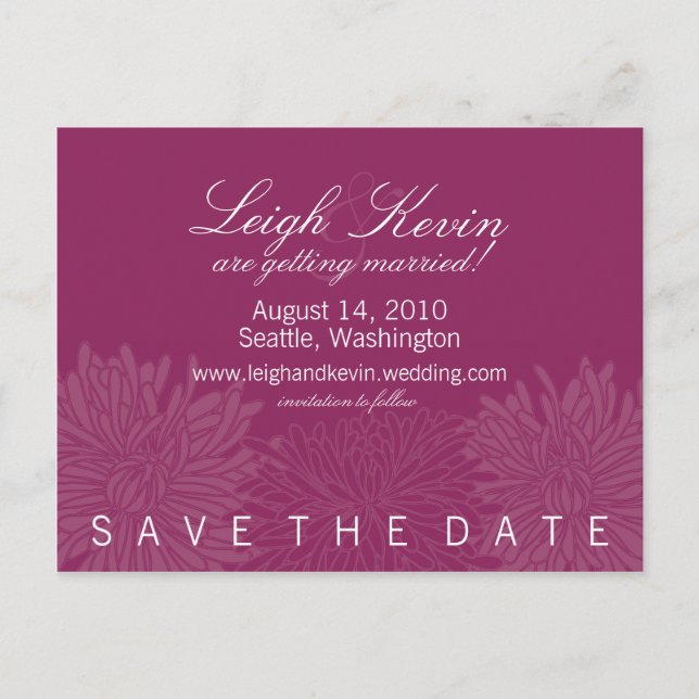 Chrysanthemum Blossom Save the Date Announcement Postcard (Front)
