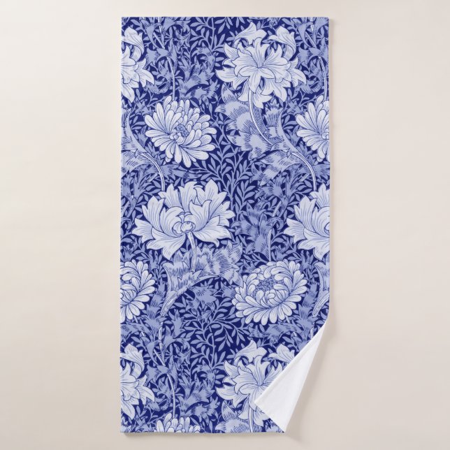 Chrysanthemum Blue, William Morris Bath Towel (Bath Towel)