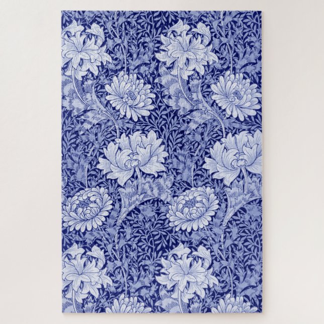 Chrysanthemum Blue, William Morris Jigsaw Puzzle (Vertical)
