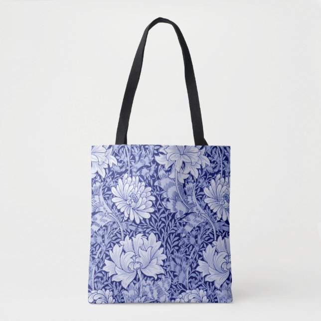 Chrysanthemum Blue, William Morris Tote Bag (Front)