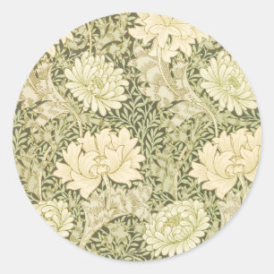 Chrysanthemum by William Morris, Vintage Art Classic Round Sticker