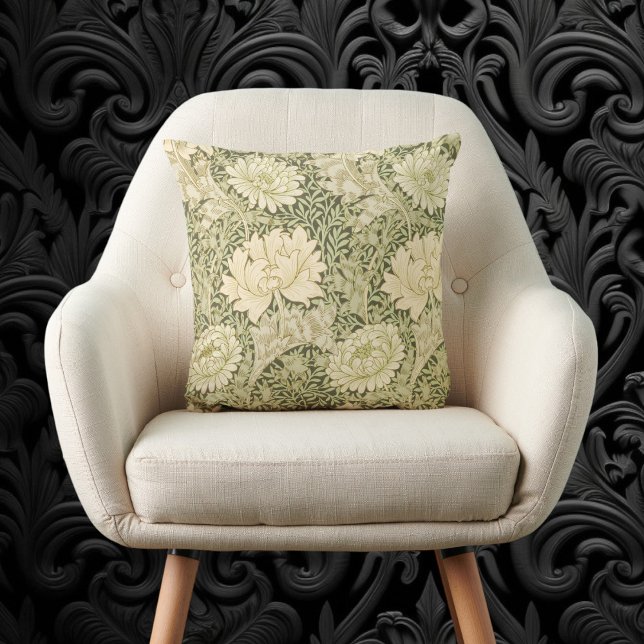 Chrysanthemum by William Morris, Vintage Art Throw Pillow (Chrysanthemum by William Morris, Vintage Art Throw Pillow)