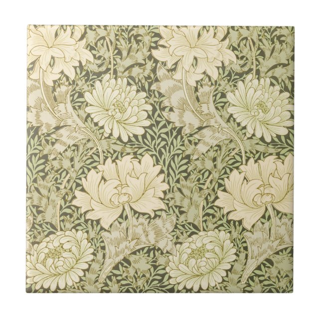 Chrysanthemum by William Morris, Vintage Art Tile (Front)