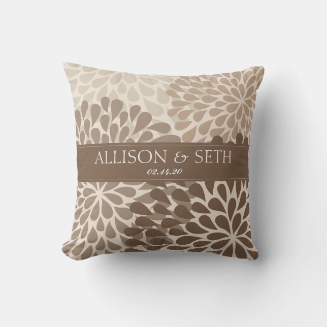 Chrysanthemum (Dachshund Brow) Wedding Shower Gift Throw Pillow (Front)